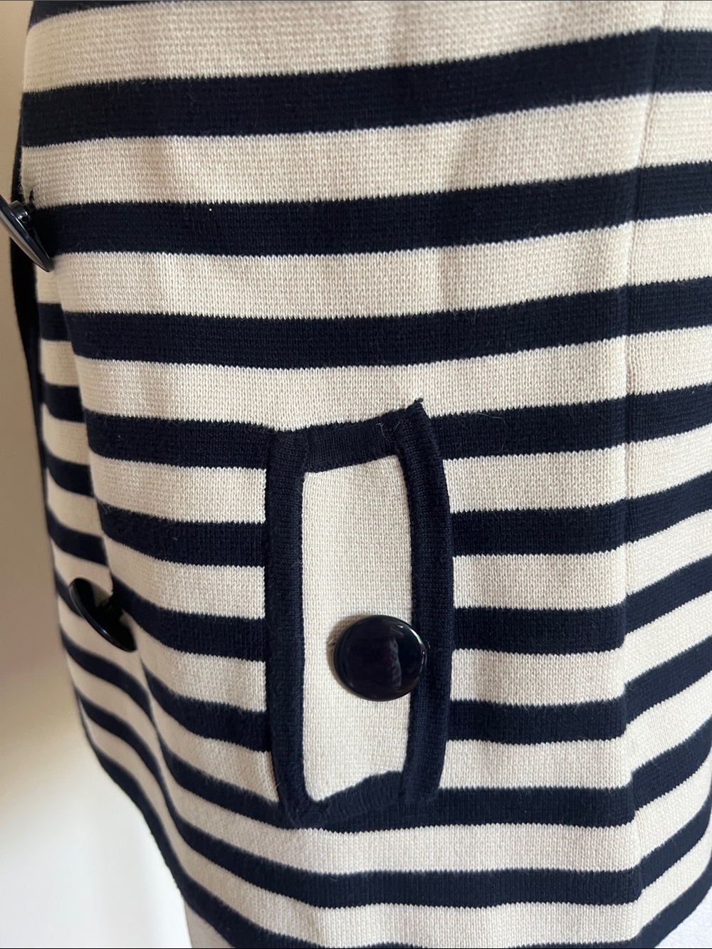 J.Crew Striped Double Breasted Navy Blue Ivory Knit Sweater Blazer Jacket XS - Picture 5 of 8